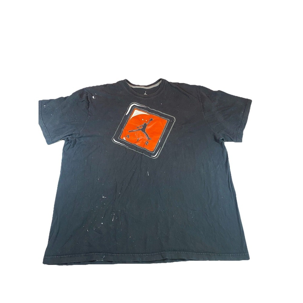 Vintage 90s Jordan Graphic Air Jordan T-Shirt Men's 3XL Black Embroidered Faded‎